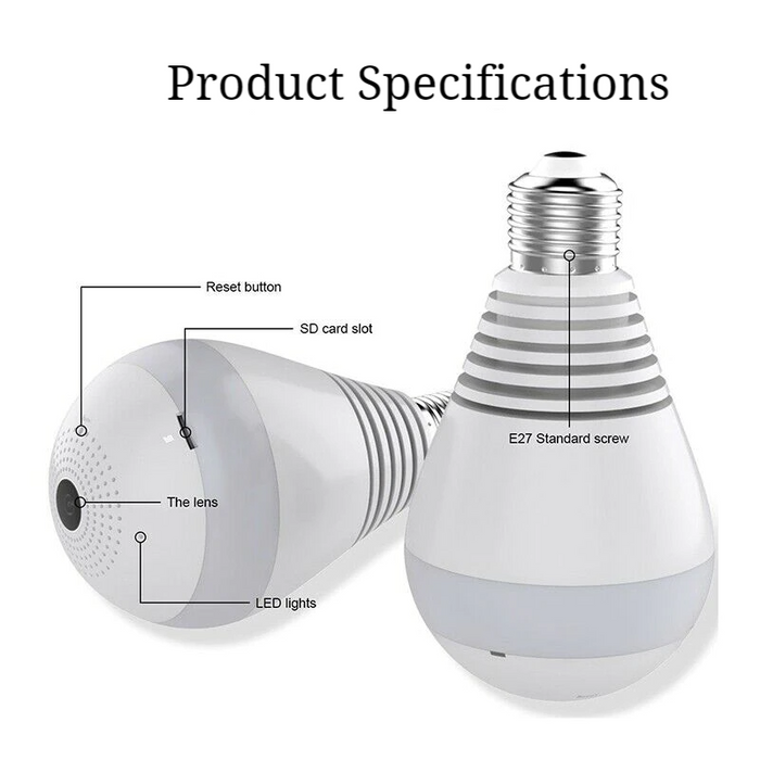 Panoramic Fisheye Hidden Wifi Camera Lightbulb