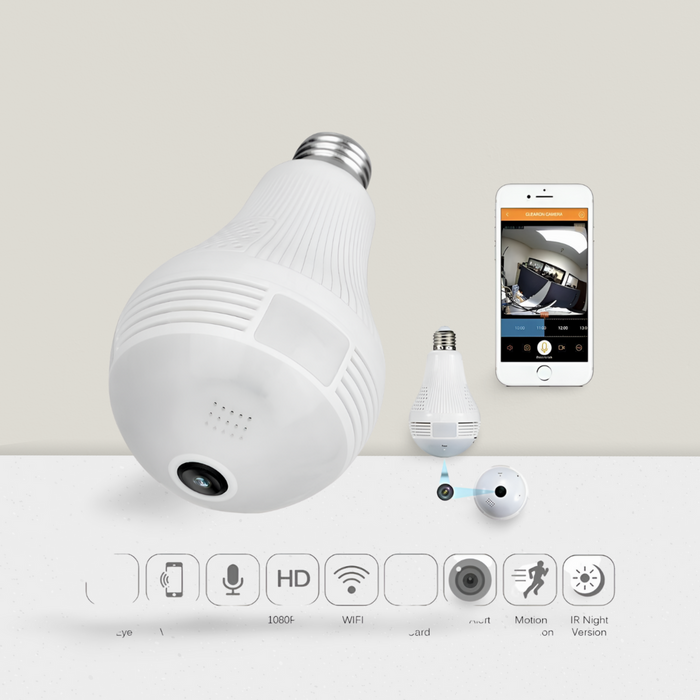 light bulb panoramic hidden camera nanny cam spy cam wifi