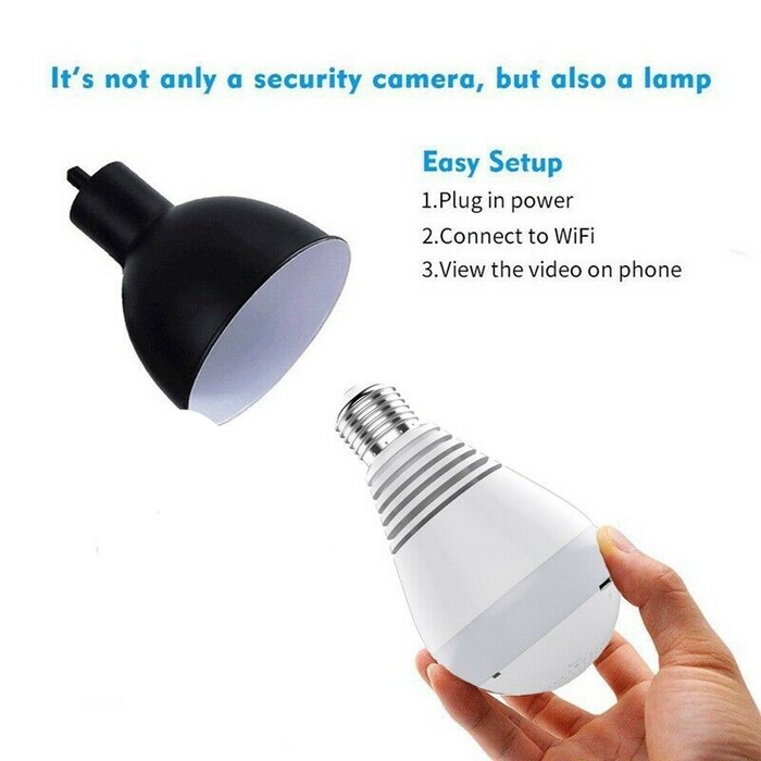 Panoramic Fisheye Hidden Wifi Camera Lightbulb