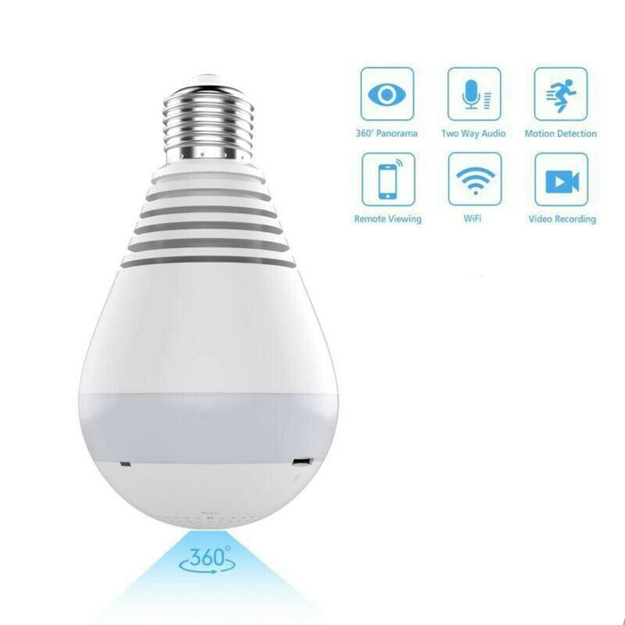 Panoramic Fisheye Hidden Wifi Camera Lightbulb