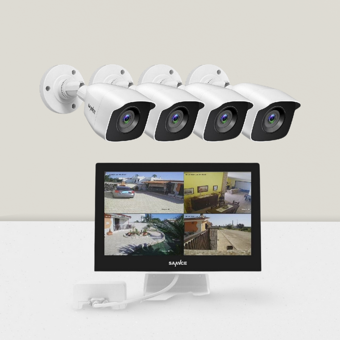 Outdoor 4PC IP Smart Cameras w/10 inch monitor