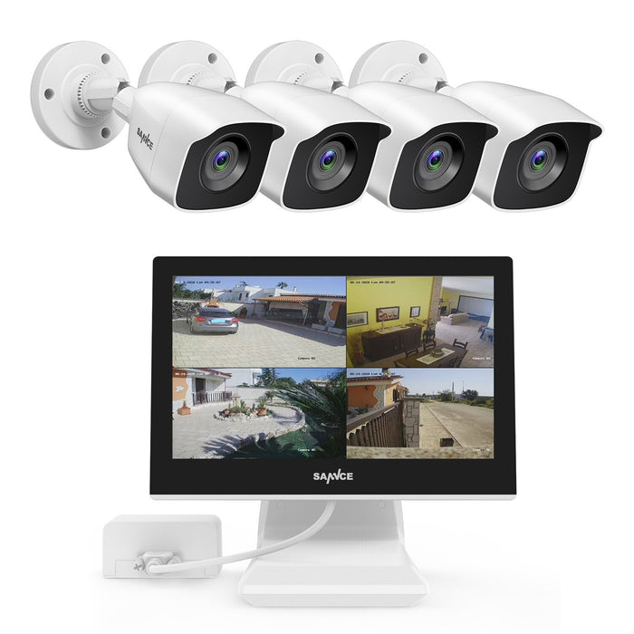 SANNCE 4CH 1080P WIFI CCTV System 10.1 inch Monitor DVR with 4pcs IP66 Outdoor CCTV Camera Security Video Surveillance Kit|Surveillance System|