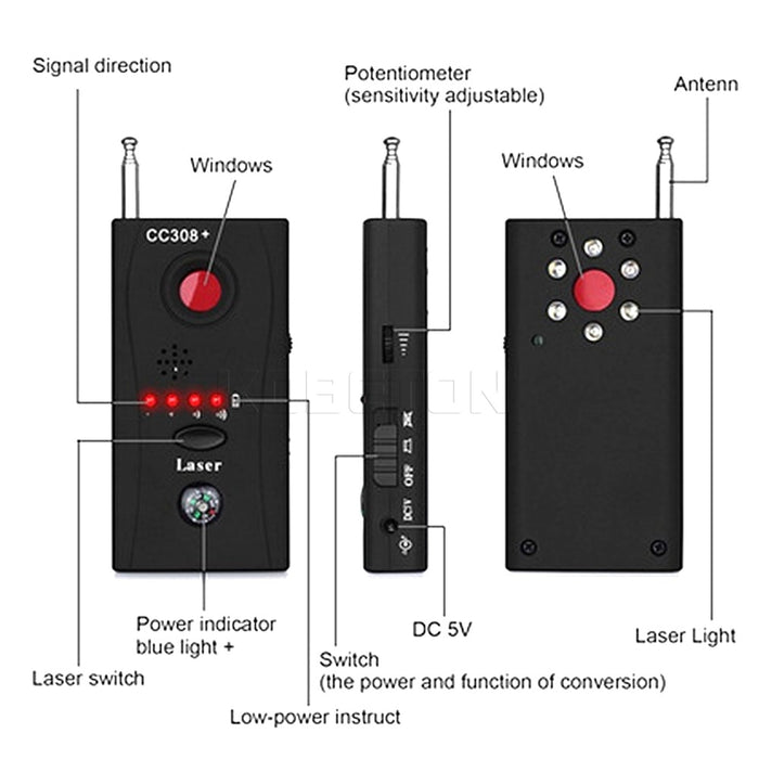 Multi-Function Wireless Camera Lens Signal Detector